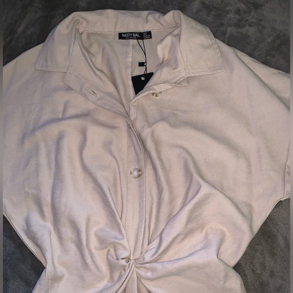 NWT! Nasty Gal Gathered Front Button Down Shirt Mini Dress size 6 - Picture 6 of 10